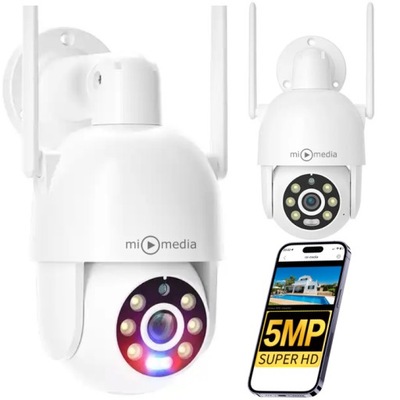 KAMERA ZEWNĘTRZNA OBROTOWA BEZPRZEWODOWA PRO IP WiFi 5X ZOOM 5MPx 5MP 2K HD