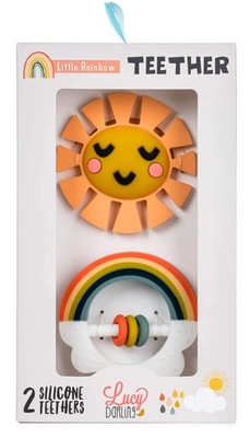 Dwa silikonowe gryzaki Little Rainbow dla dzieci 3 miesiące+, Lucy Darling