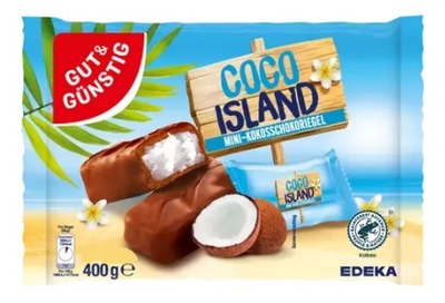 G&G Mini Schokoriegel Coco Island 400g 13szt Batony Kokosowe Czekolada DE