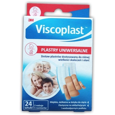 Zestaw plastrów z opatrunkiem 3M Viscoplast 24 sztuki