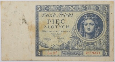 Banknot 5 Złotych - 1930 rok - Ser. DP.