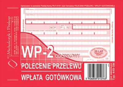 POLECENIE PRZELEWU WPŁATA GOTÓWKOWA WP-2