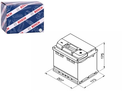 АКУМУЛЯТОР BOSCH 12V 52AH 520A S5 P + 1 207X175X175 B13 ПУСКОВИЙ