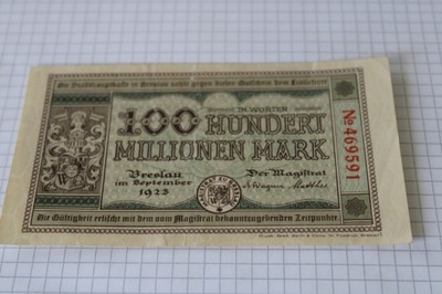 Notgeld - WROCŁAW - 100 000 000 marek - 1923