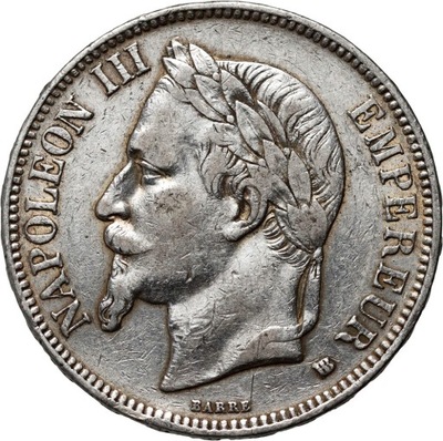 Francja, Napoleon III, 5 franków 1868 BB