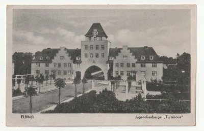ELBLĄG. Widok na Jugenherberge "Turmhaus"