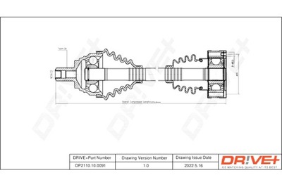 DRIVE+ PUSAŠIS PAVAROS AUDI A3 1.6TDI 03- L 