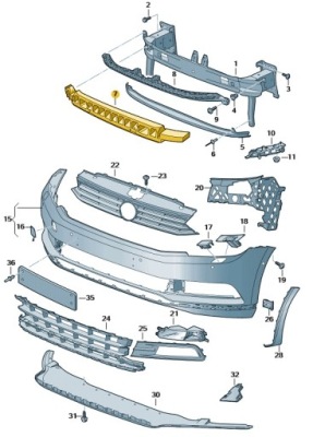 Пена абсорбер передний бампера vw passat b8 фото №1
