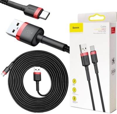 Kabel do ładowania Baseus USB - USB typ C 3 m Cafule 2A CATKLF-U91