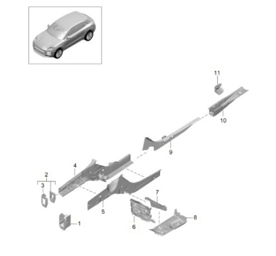 Усилитель левая перед porsche macan 2.0 r4 pac803697grv фото №1