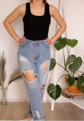 1245 Świetne M0m Jeans z dziurami Boohoo roz 42