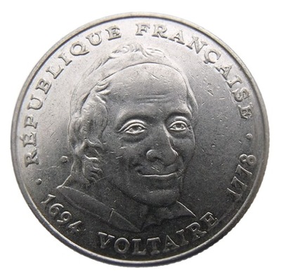 FRANCJA 5 FRANCS 1994 VOLTAIRE RZADSZA