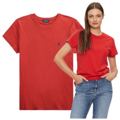 POLO RALPH LAUREN damski t-shirt okrągły dekolt czerwona koszulka basic