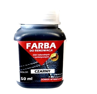 RENOWACJA SKÓRY TAPICERKI LAKIER FARBA 50ml CZARNY