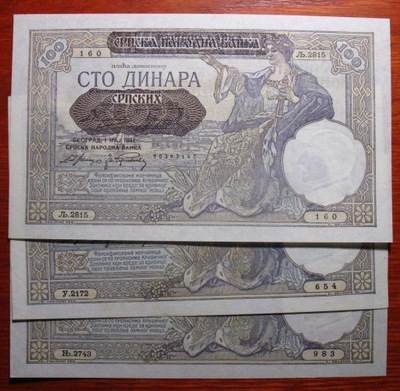 281. Okupacja Serbi 1 x 100 dinarów 1941 unc