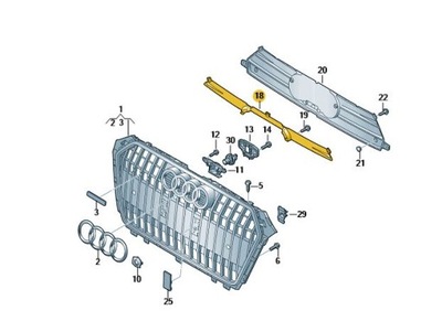 ANTDĖKLAS PRIEKINĖ GROTELĖS GRILA AUŠINTUVO PRIEK. AUDI A4 B9 ORIGINALAS ASO 