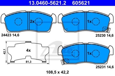 ATE 13.0460-5621.2 КОЛОДКИ ГАЛЬМІВНІ ПЕРЕД SUZUKI ALTO 1,0-1,1 04-14