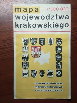 Województwo krakowski mapa 1970 r.