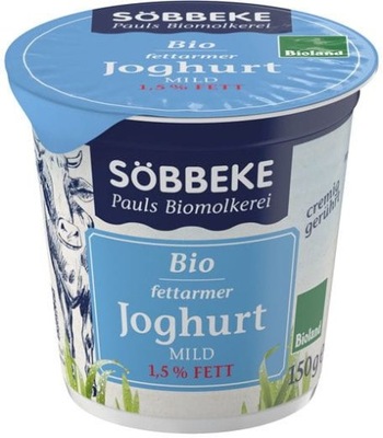 Jogurt naturalny 1,5% tłuszczu w mleku bio 150 g sobbeke