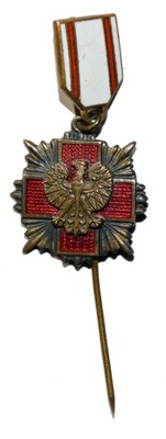 Krzyż brązowy Polski Czerwony Krzyż PCK miniatura PRL na szpilkę