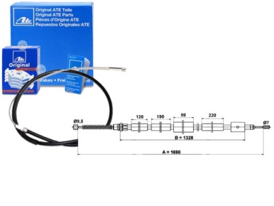 Тягa трос гальма ручного ate 1987477588 19874 фото №1