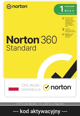 NORTON 360 Standard 1 PC/ 3 lata nie wymaga karty