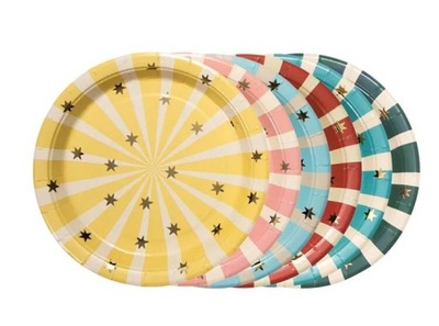 Talerzyki Paski Cyrk, 18x18 cm, mix