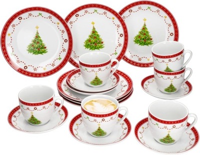 Weihnachtstraum 18-częściowy serwis do kawy, porcelanowy zestaw do