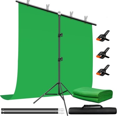 STATYW DO TŁA TEŁ BELKA LITERA T 200CM TŁO ZIELONE GREEN SCREEN 150x200CM