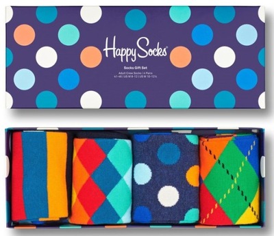 SKARPETY HAPPY SOCKS KOLOROWE GIFT BOX 4-Pak 36-40