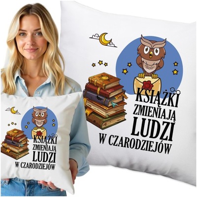 PODUSZKA DLA MIŁOŚNIKA KSIĄŻEK FANA CZYTANIA NA PREZENT JASIEK Z NADRUKIEM