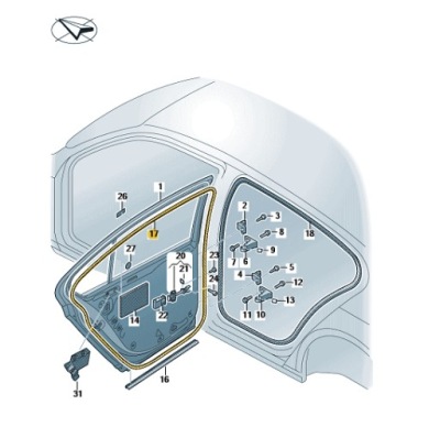 Passat b8 прокладка дверь задняя правая оригинальный номер 3g9839702b фото №1