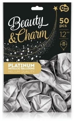 Balony 12" Beauty&Charm Platynowe srebrne