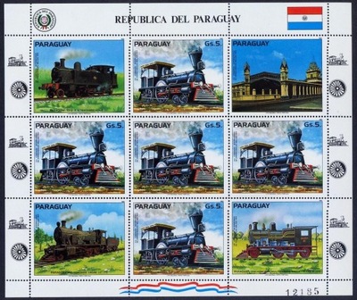 Paragwaj 1983 ark 3585 ** Lokomotywy Kolej Pociąg