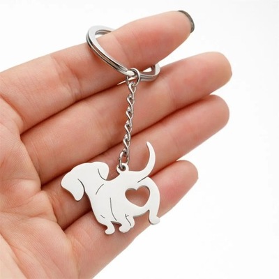 Animal Keyring Dog Keychain French Bulldog Stainless Steel Dog Pendant 