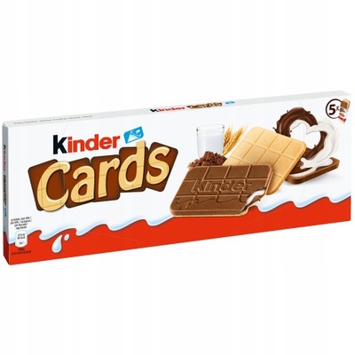 Kinder Cards Wafelki Mleczne Kakaowe Kakao 5 paczek x 2 szt 128g