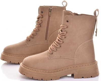 DAMSKIE BOTKI WORKERY TRAPERKI NA ZAMEK SZNUROWANE EKOSKÓRZANE BRĄZOWY