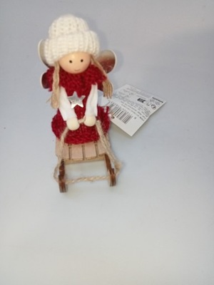 Anioł sanie czerwień DEKORACJA ŚWIĄTECZNA