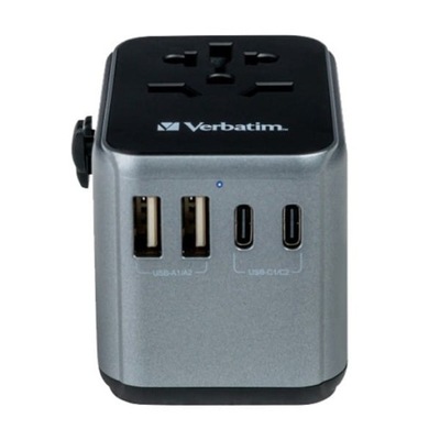 Adapter podróżny World-to-World Verbatim UTA-03 USB-A, USB-C, czarny, 30W