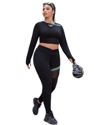 SHEIN KOMPLET PLUS SIZE SPORTOWY CZARNY 44 ŁJA