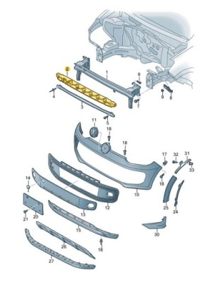 Абсорбер піна бампера vw up! перед фото №1