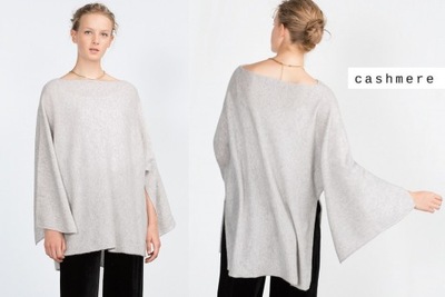 Moda Swetry Poncza Zara Ponczo w kolorze bia\u0142ej we\u0142ny-czarny Wygl\u0105d w stylu miejskim 