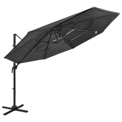 4-poziomowy parasol na aluminiowym słupku, antracy