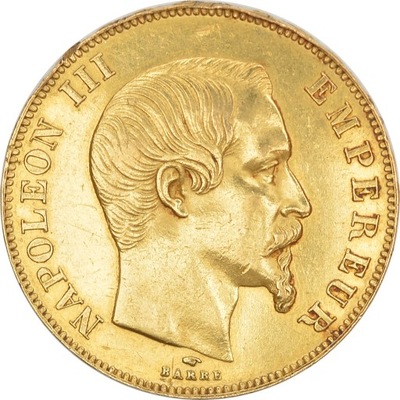 23.FRANCJA, NAPOLEON III, 50 FRANKÓW 1858 A