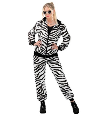 STRÓJ DRES ZEBRA PASKI DRESIARZ LATA 80 DISCO XL