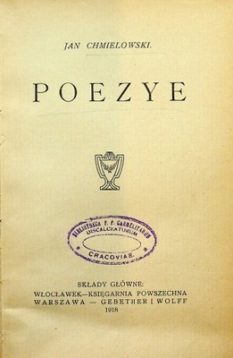 Chmielowski Poezye 1918 r.