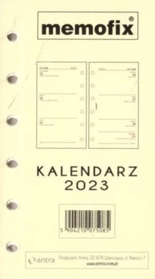 Wkład kalendarzowy 2023 Memofix A6