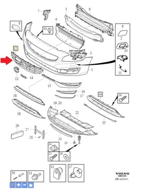Решітка радіатора volvo v60 s60 cross country 2016-2018 оригінальний номер 31425492 фото №1