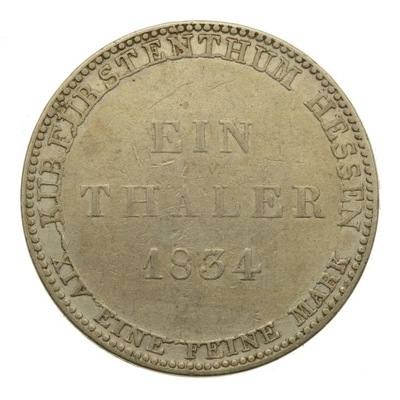 Niemcy - Hesja - Talar 1834 r. - Stan 3+