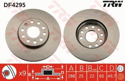 КОМПЛЕКТ ТОРМОЗНИЙ ДИСК ШАЛЬМІВНИХ ПЕРЕД VW GOLF 5/6/7/A3/OCTAVIA 04-/12-/CADDY